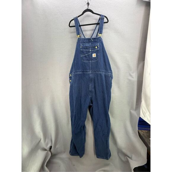 Carhartt Mens Blue Denim Loose Fit Adjustable Carpenter Bib Overalls Size 54x34 - Picture 8 of 8